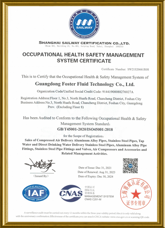 ISO45001 Chứng chỉ Safy Health-Fstpipe